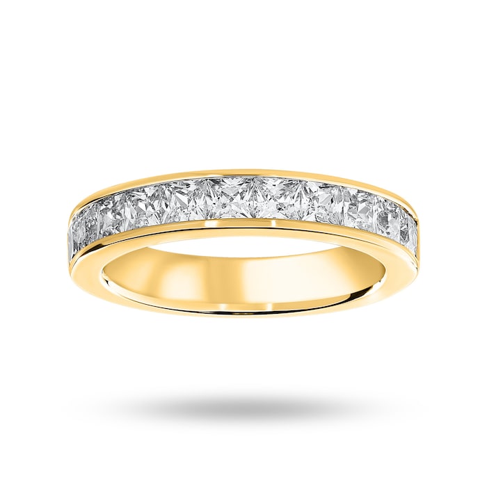 Goldsmiths 9 Carat Yellow Gold 1.50 Carat Princess Cut Half Eternity Ring - Ring Size J