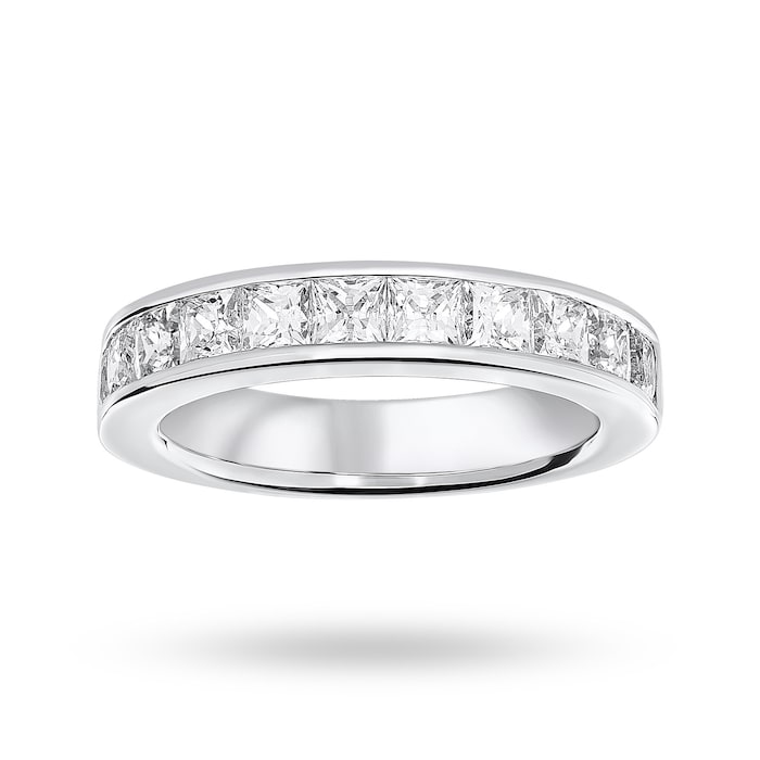 Goldsmiths Platinum 2.00 Carat Princess Cut Half Eternity Ring - Ring Size K
