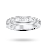 Goldsmiths Platinum 2.00 Carat Princess Cut Half Eternity Ring - Ring Size J