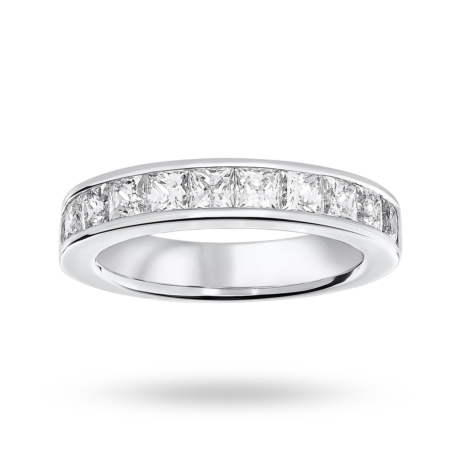 18 Carat White Gold 2.00 Carat Princess Cut Half Eternity Ring - Ring Size N