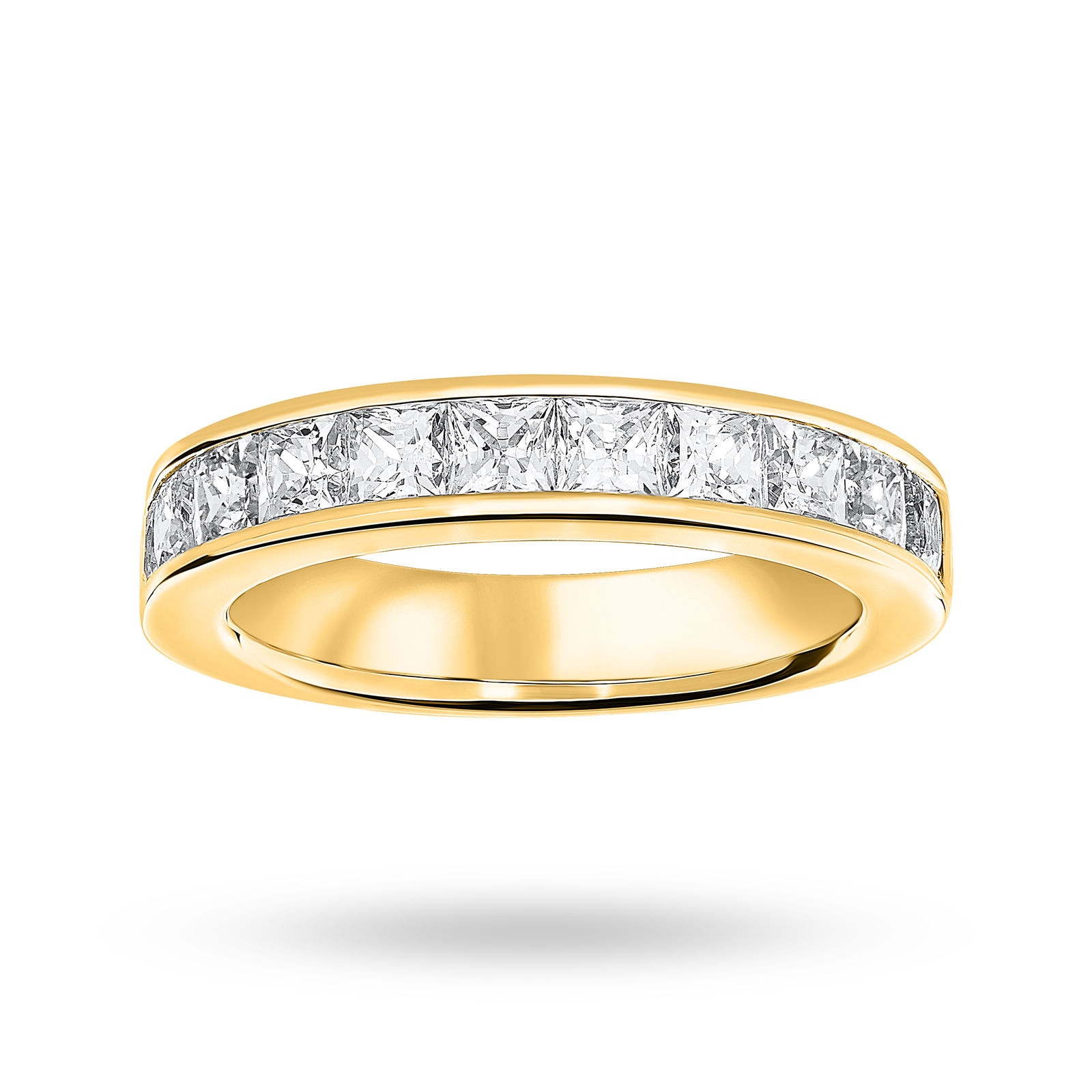 18 Carat Yellow Gold 2.00 Carat Princess Cut Half Eternity Ring - Ring Size O