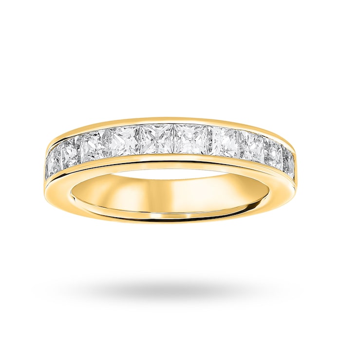 Goldsmiths 18 Carat Yellow Gold 2.00 Carat Princess Cut Half Eternity Ring - Ring Size K