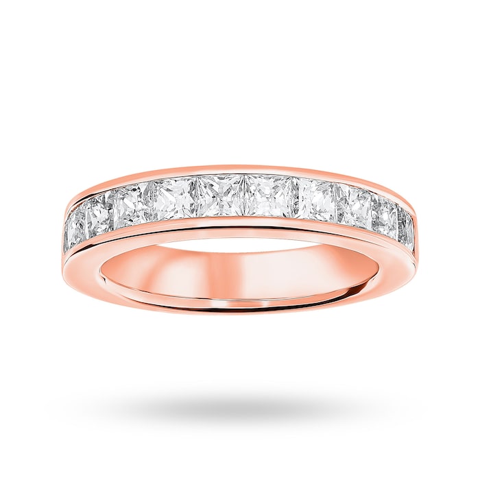 Goldsmiths 9 Carat Rose Gold 2.00 Carat Princess Cut Half Eternity Ring - Ring Size V.5