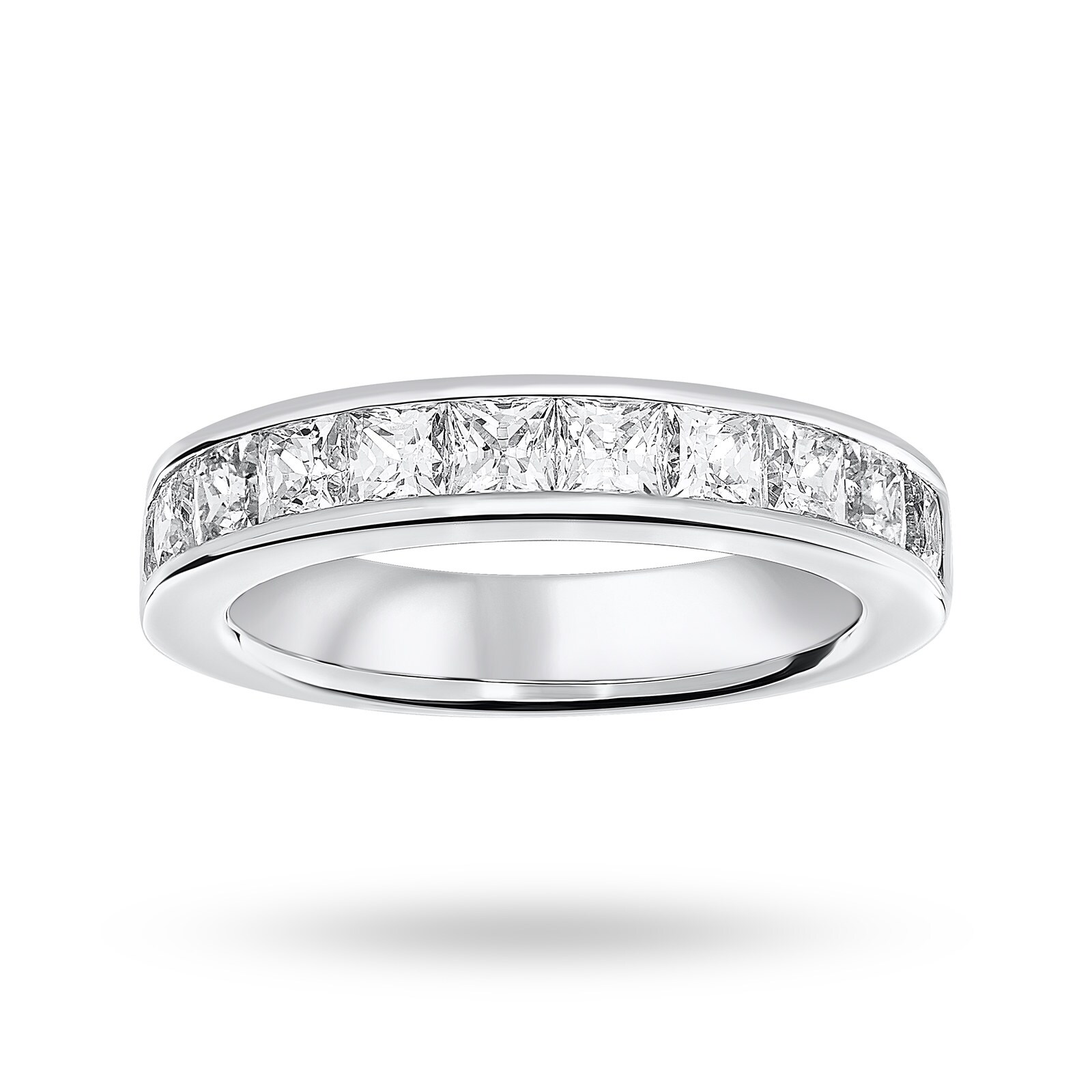 9 Carat White Gold 2.00 Carat Princess Cut Half Eternity Ring - Ring Size P