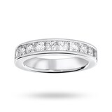 Goldsmiths 9 Carat White Gold 2.00 Carat Princess Cut Half Eternity Ring - Ring Size G