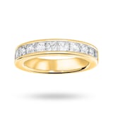 Goldsmiths 9 Carat Yellow Gold 2.00 Carat Princess Cut Half Eternity Ring - Ring Size M