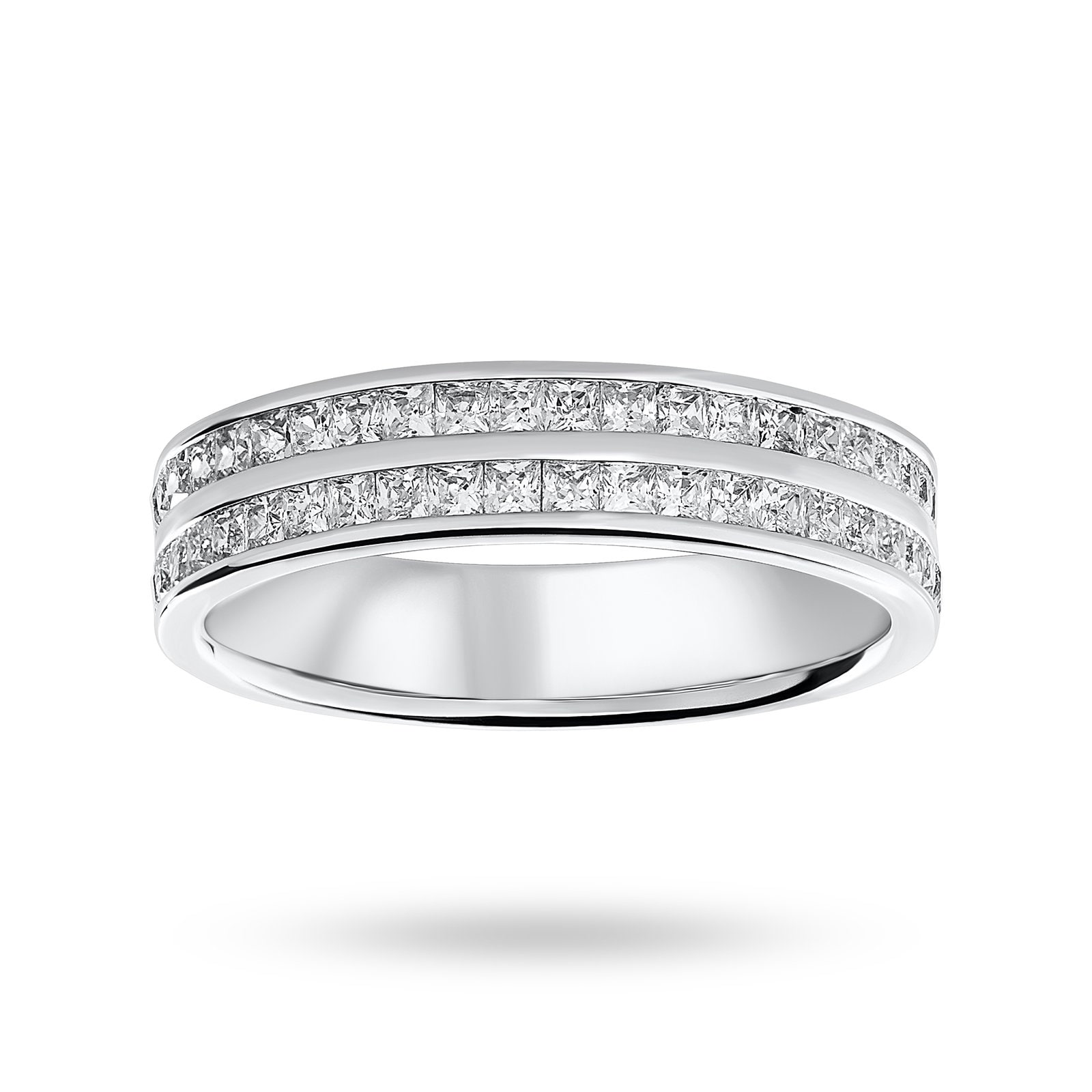 Platinum 0.75 Carat Princess Cut 2 Row Half Eternity Ring - Ring Size J