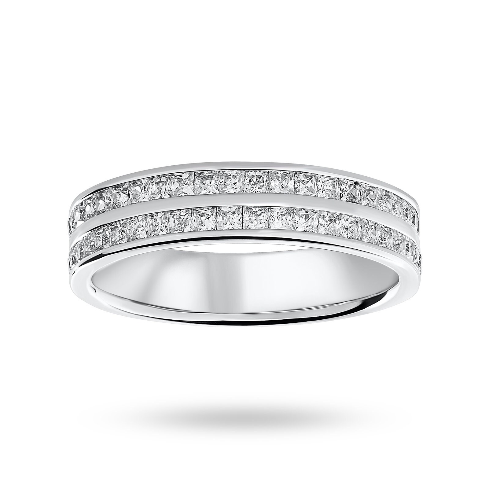Platinum 0.75 Carat Princess Cut 2 Row Half Eternity Ring - Ring Size L