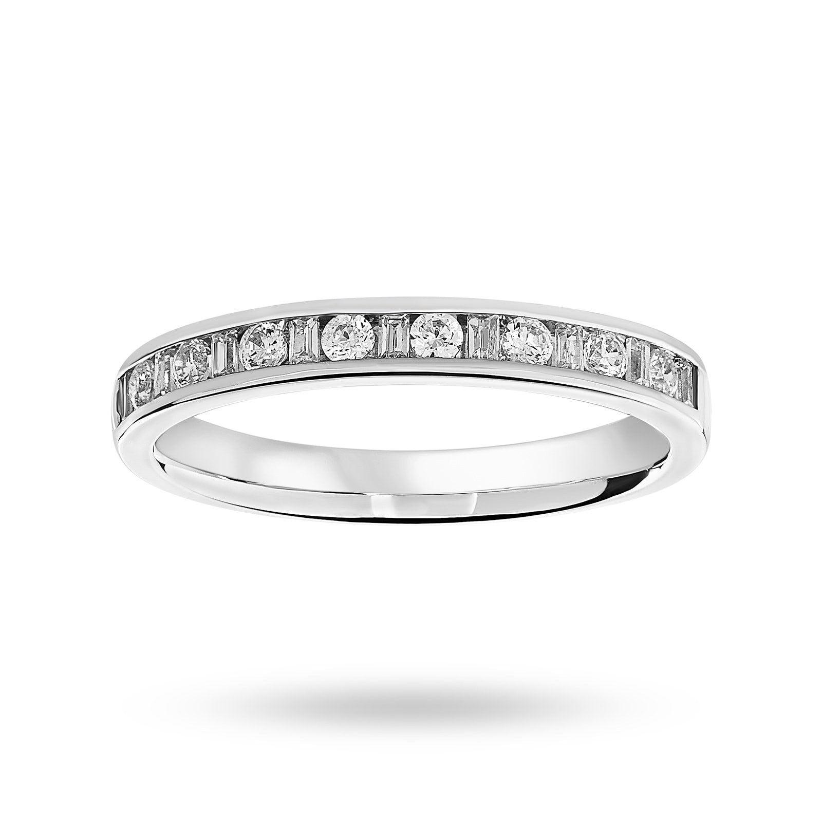 Platinum 0.25 Carat Dot Dash Half Eternity Ring - Ring Size O