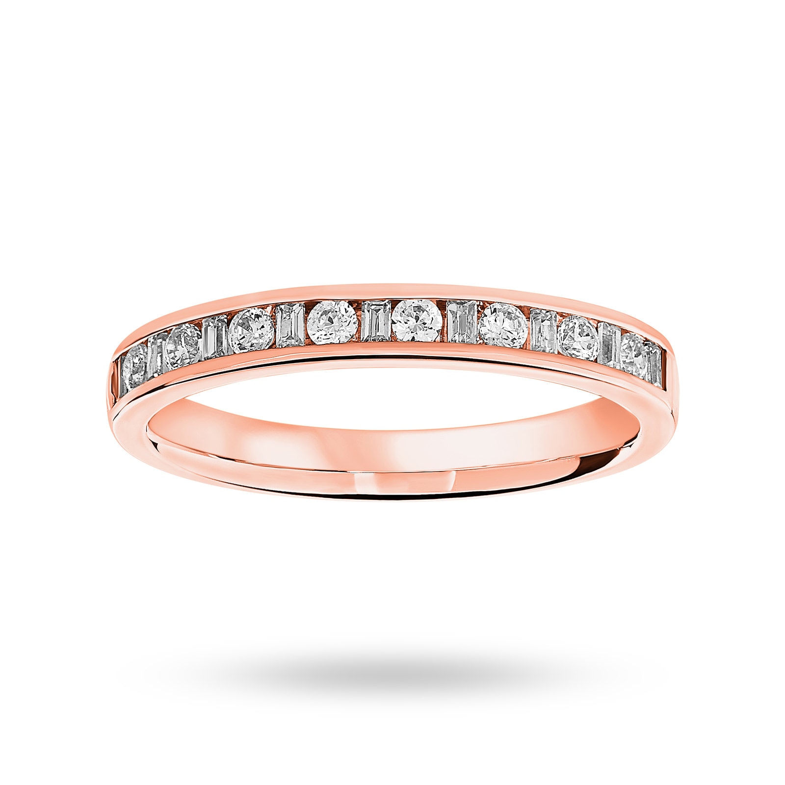 18 Carat Rose Gold 0.25 Carat Dot Dash Half Eternity Ring - Ring Size O