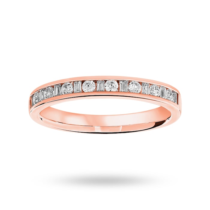 Goldsmiths 18 Carat Rose Gold 0.25 Carat Dot Dash Half Eternity Ring - Ring Size J