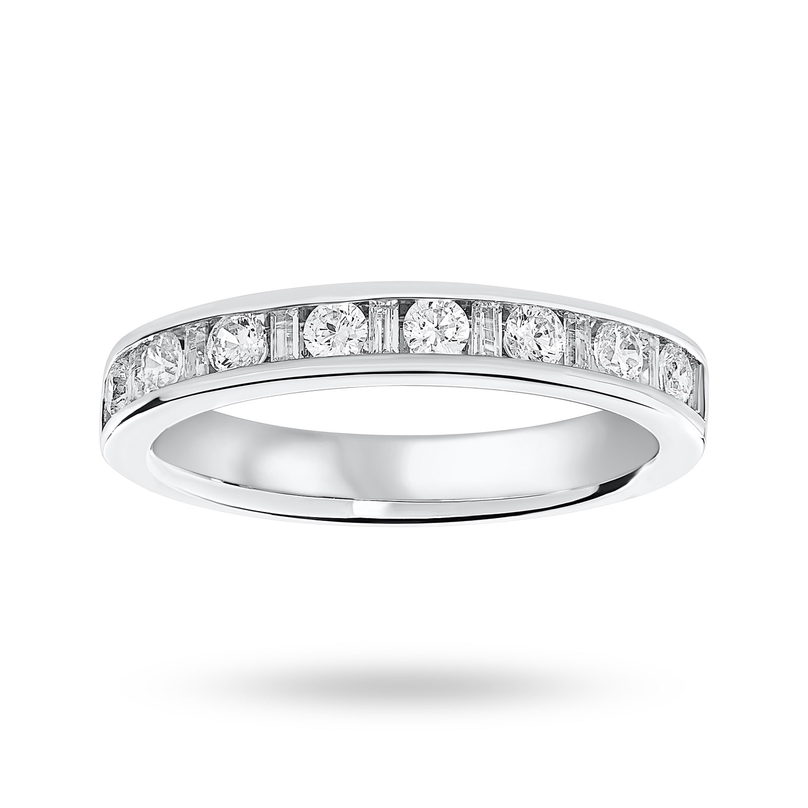 Platinum 0.50 Carat Dot Dash Half Eternity Ring - Ring Size I
