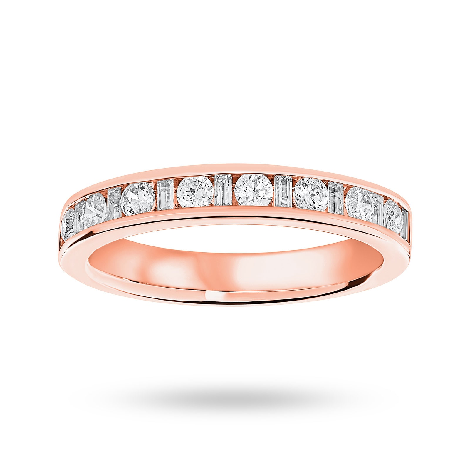 18 Carat Rose Gold 0.50 Carat Dot Dash Half Eternity Ring - Ring Size P