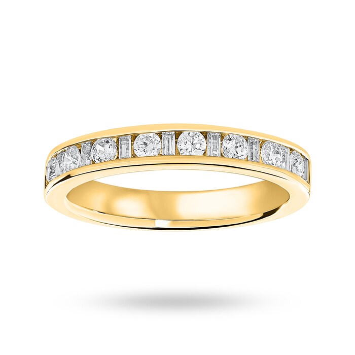 Goldsmiths 18 Carat Yellow Gold 0.50 Carat Dot Dash Half Eternity Ring - Ring Size J