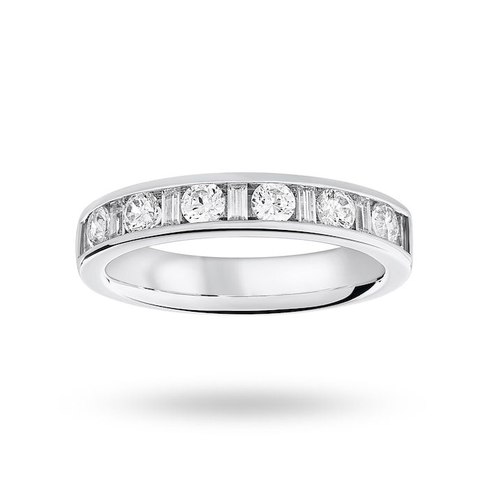 Goldsmiths Platinum 0.75 Carat Dot Dash Half Eternity Ring - Ring Size J