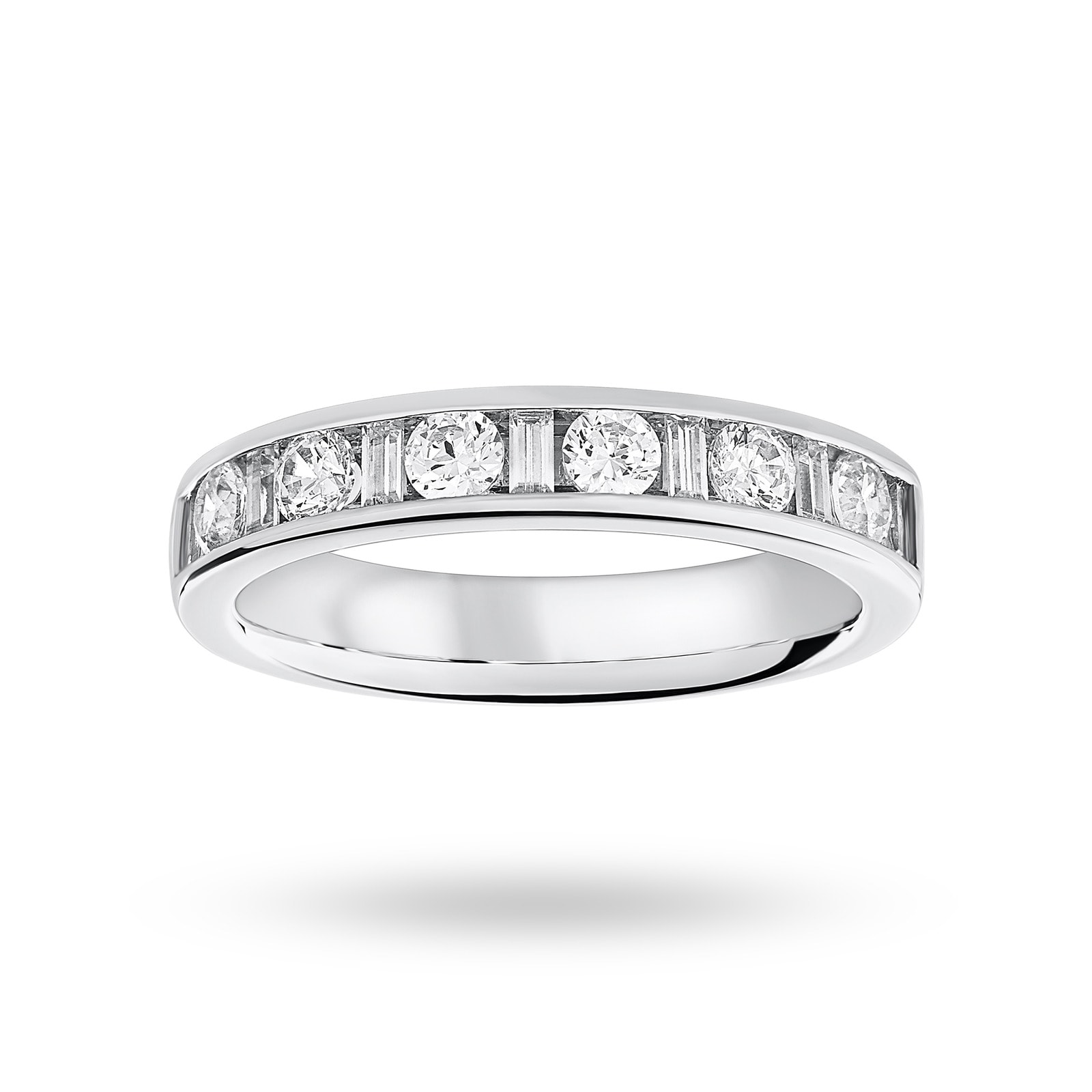 Platinum 0.75 Carat Dot Dash Half Eternity Ring - Ring Size K