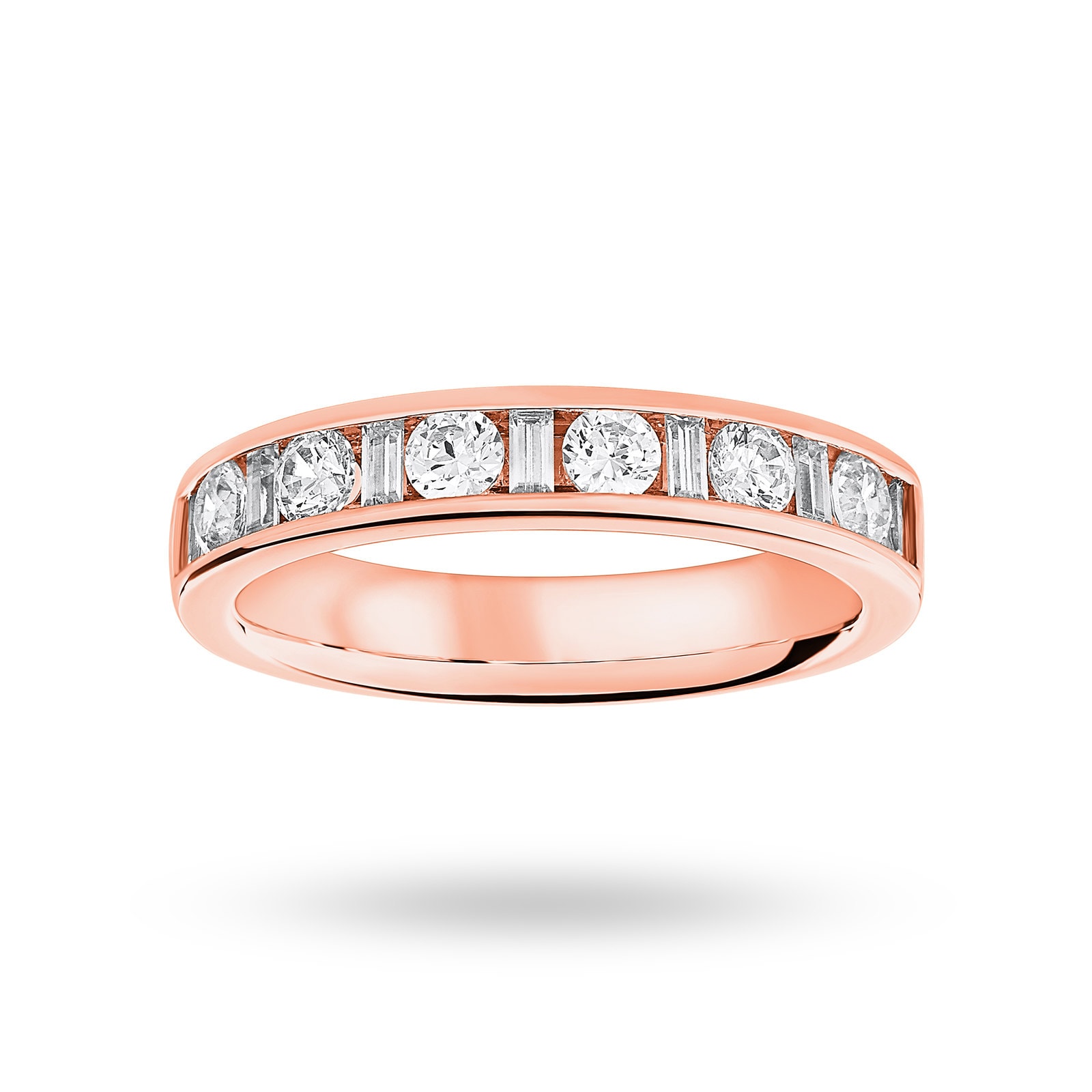 18 Carat Rose Gold 0.75 Carat Dot Dash Half Eternity Ring - Ring Size M