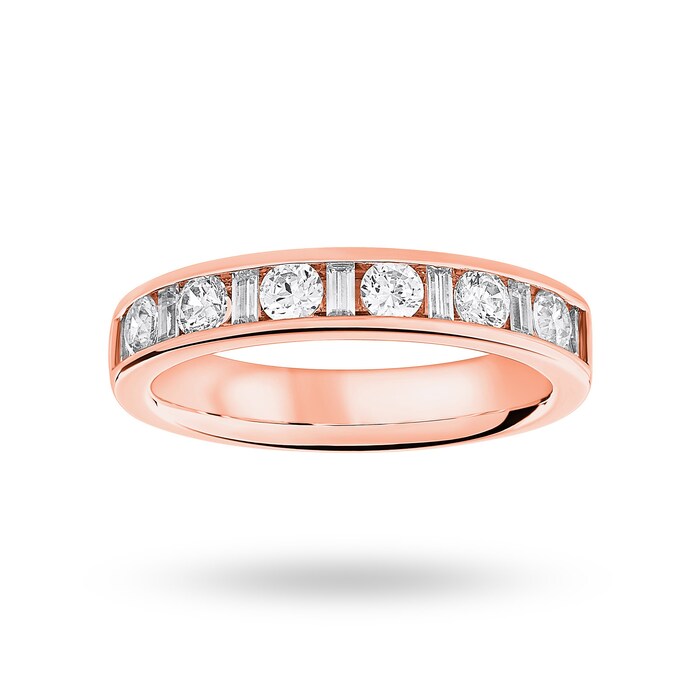 Goldsmiths 18 Carat Rose Gold 0.75 Carat Dot Dash Half Eternity Ring - Ring Size K
