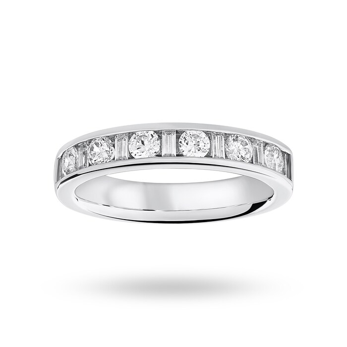 Goldsmiths 9 Carat White Gold 0.75 Carat Dot Dash Half Eternity Ring - Ring Size V.5