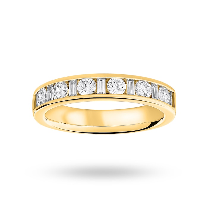 Goldsmiths 9 Carat Yellow Gold 0.75 Carat Dot Dash Half Eternity Ring - Ring Size W