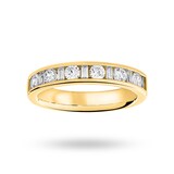 Goldsmiths 9 Carat Yellow Gold 0.75 Carat Dot Dash Half Eternity Ring - Ring Size J