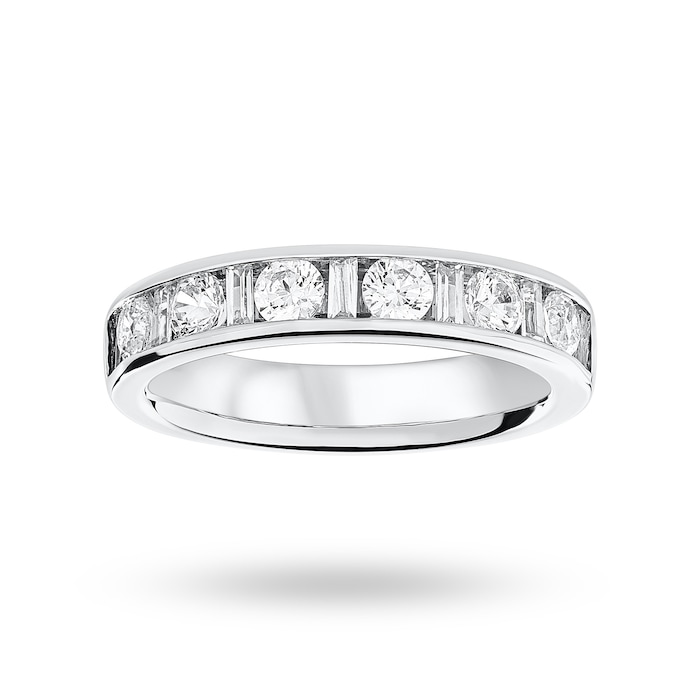 Goldsmiths Platinum 1.00 Carat Dot Dash Half Eternity Ring - Ring Size K