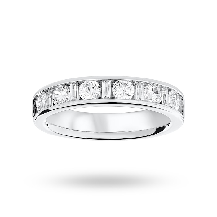 Goldsmiths 18 Carat White Gold 1.00 Carat Dot Dash Half Eternity Ring - Ring Size K