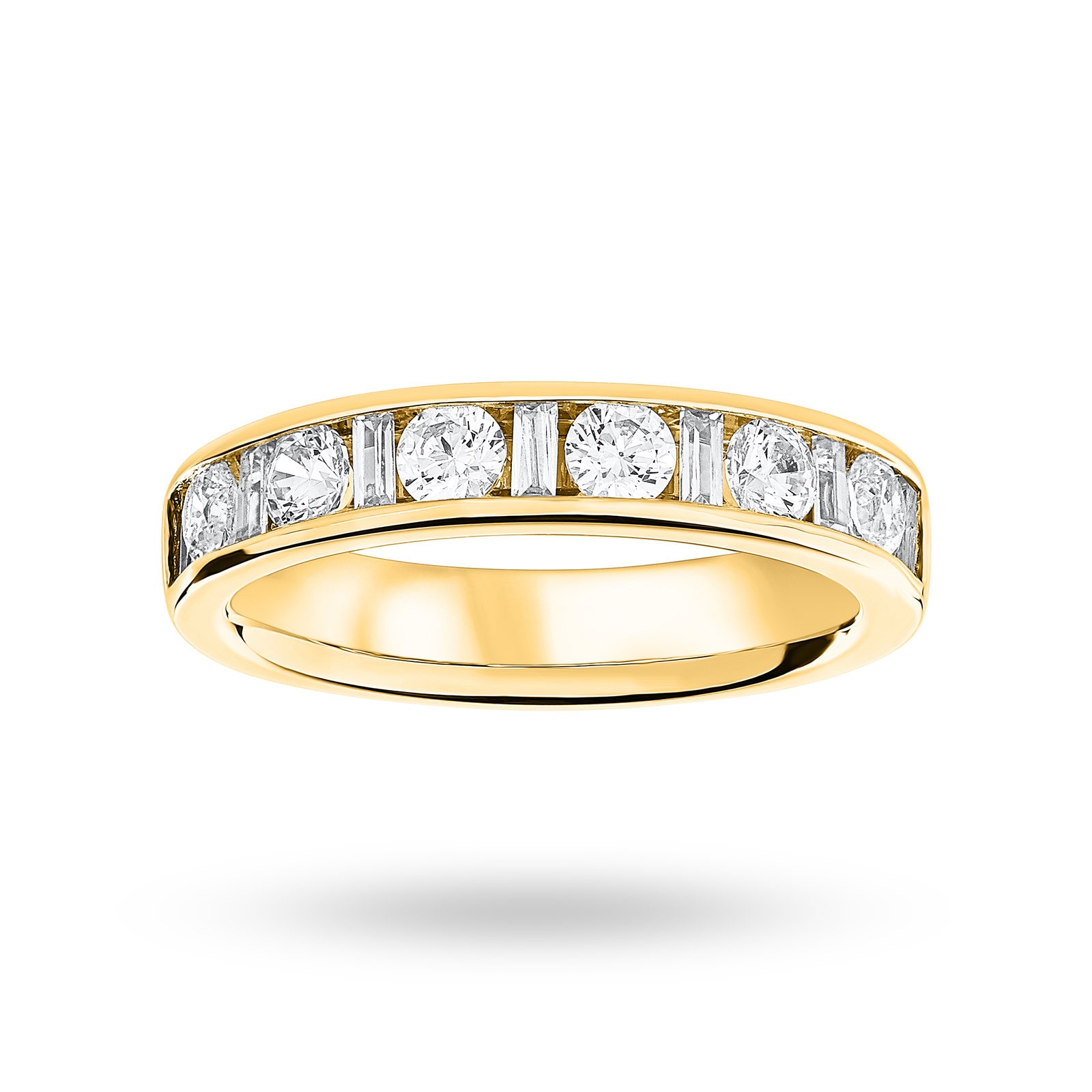 18 carat yellow gold 1.00 carat dot dash half eternity ring - ring size p