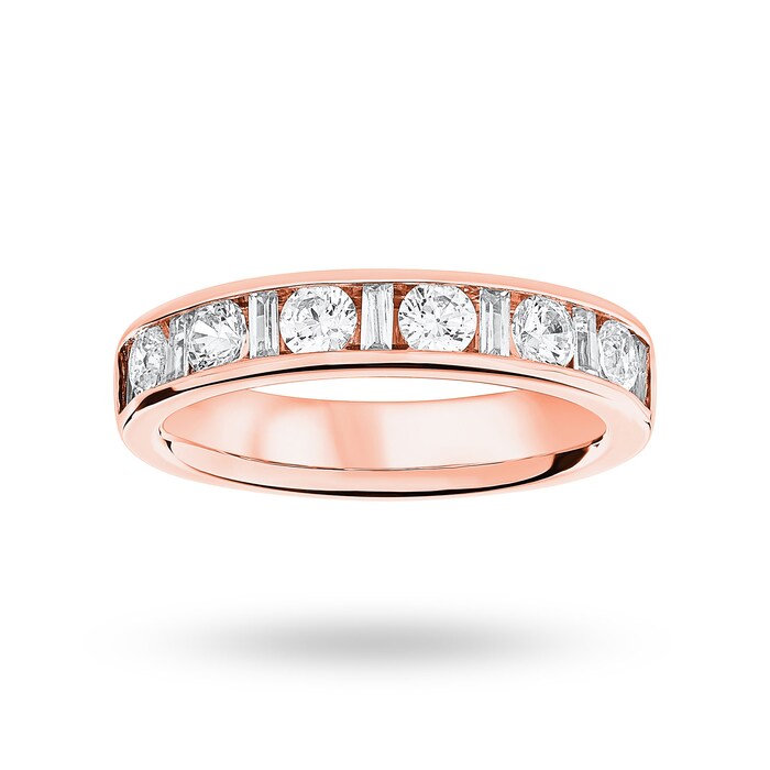Goldsmiths 9 Carat Rose Gold 1.00 Carat Dot Dash Half Eternity Ring - Ring Size W