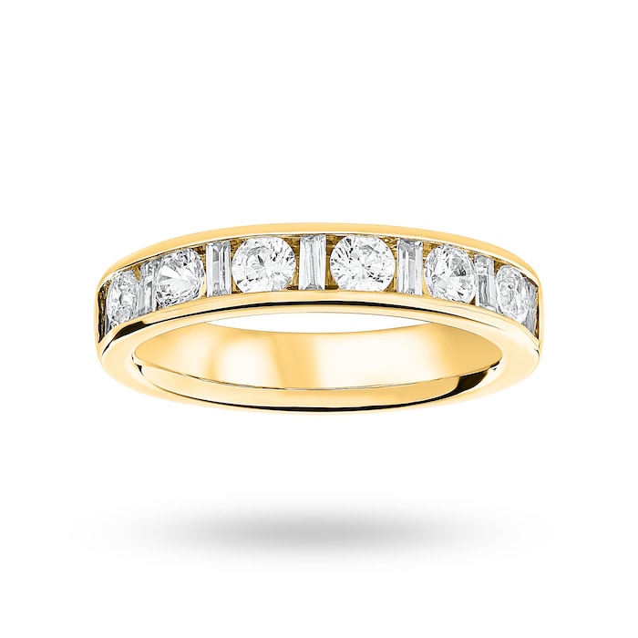 Goldsmiths 9 Carat Yellow Gold 1.00 Carat Dot Dash Half Eternity Ring - Ring Size M.5