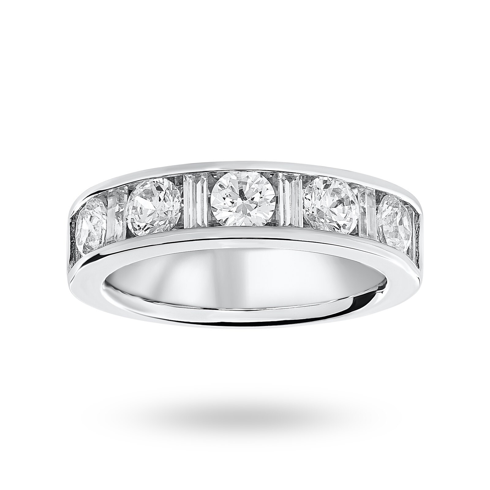 18 Carat White Gold 1.45 Carat Dot Dash Half Eternity Ring - Ring Size M