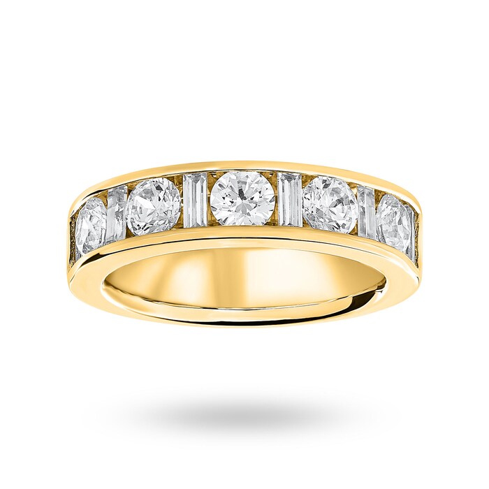 Goldsmiths 18 Carat Yellow Gold 1.45 Carat Dot Dash Half Eternity Ring - Ring Size J