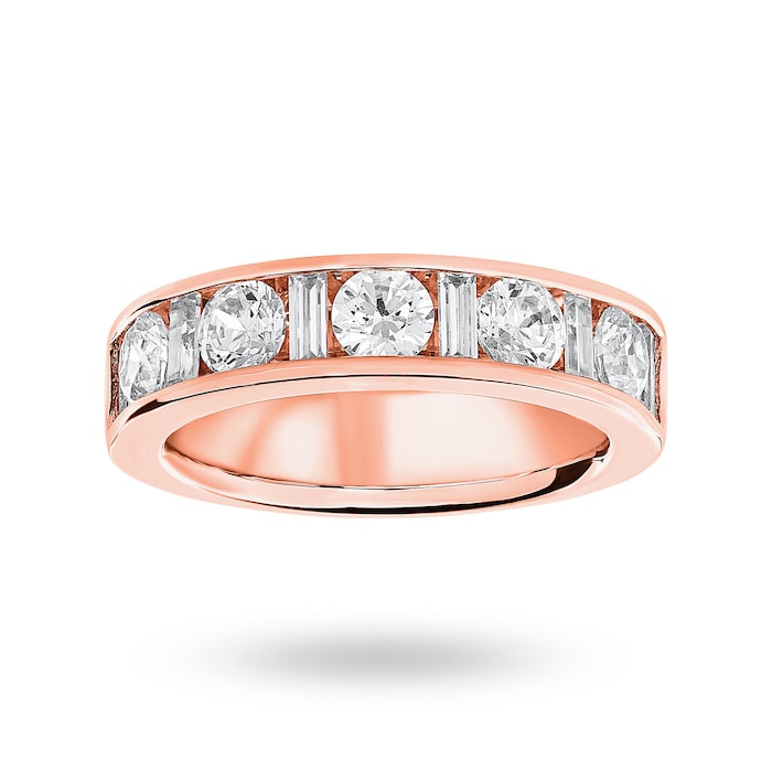 Goldsmiths 9 Carat Rose Gold 1.45 Carat Dot Dash Half Eternity Ring - Ring Size W