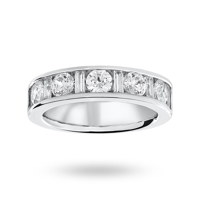 Goldsmiths 9 Carat White Gold 1.45 Carat Dot Dash Half Eternity Ring - Ring Size R.5