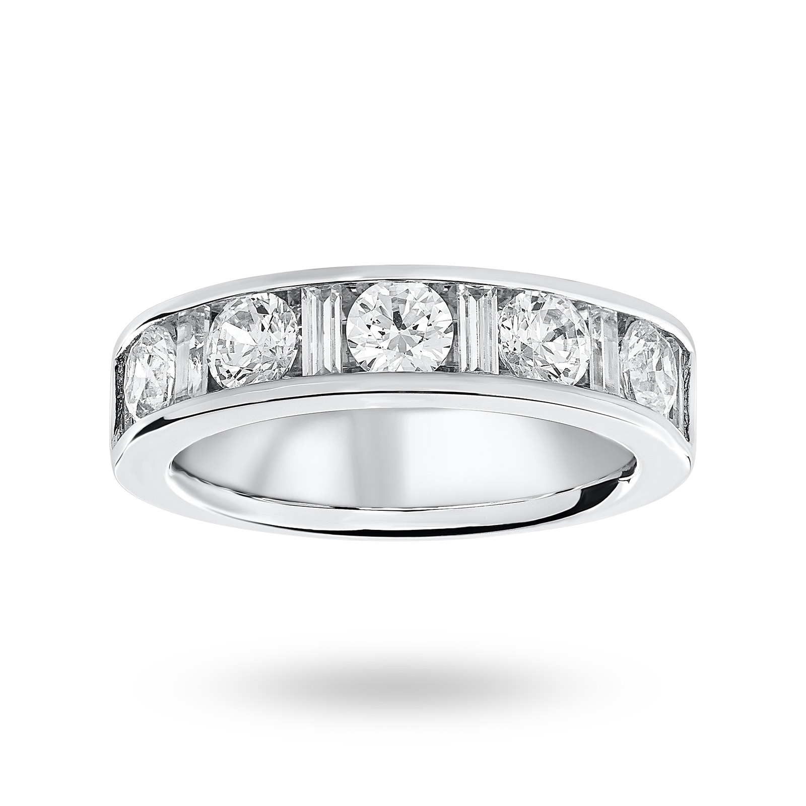 9 carat white gold 1.45 carat dot dash half eternity ring - ring size j