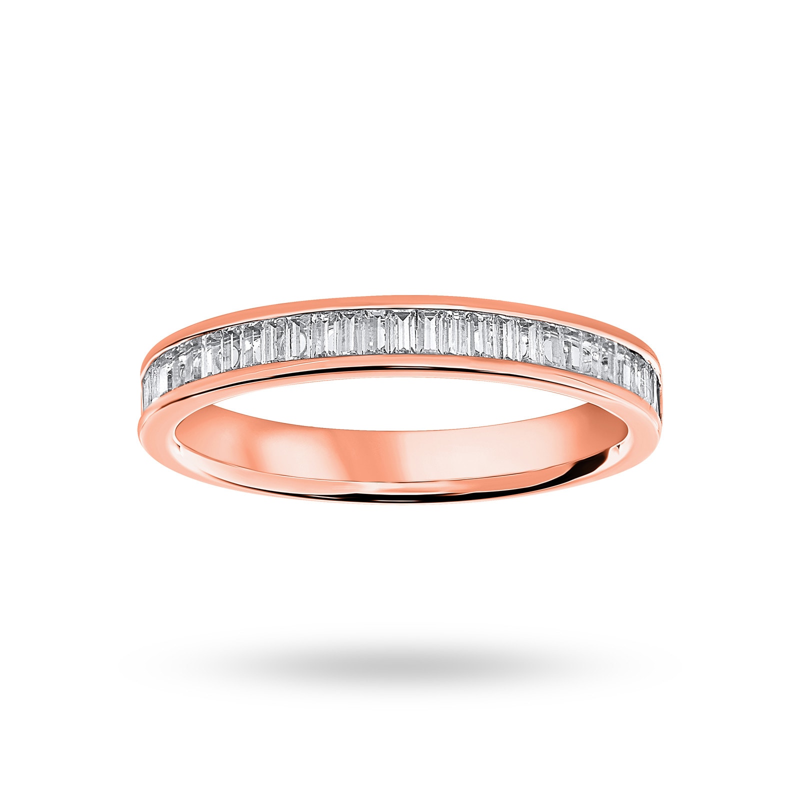 18 Carat Rose Gold 0.33 Carat Baguette Cut Half Eternity Ring - Ring Size J