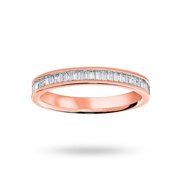 Goldsmiths 18 Carat Rose Gold 0.33 Carat Baguette Cut Half Eternity Ring - Ring Size K