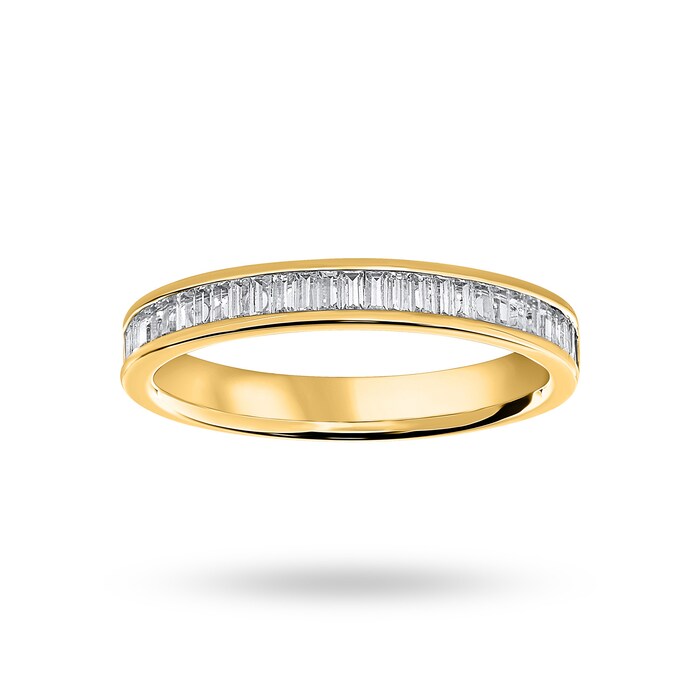 Goldsmiths 18 Carat Yellow Gold 0.33 Carat Baguette Cut Half Eternity Ring - Ring Size J
