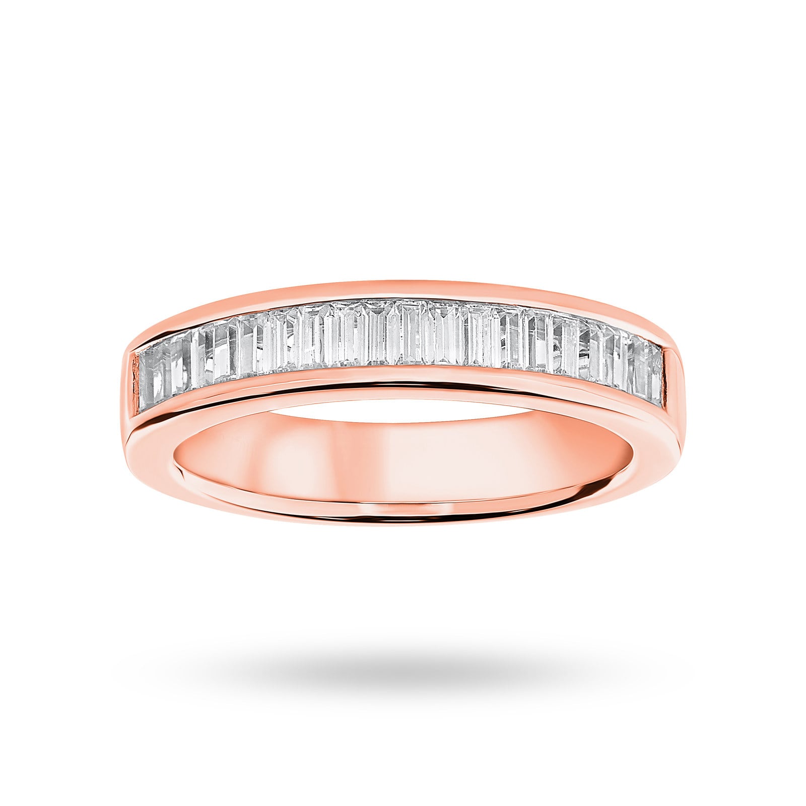 18 Carat Rose Gold 0.75 Carat Baguette Cut Half Eternity Ring - Ring Size J