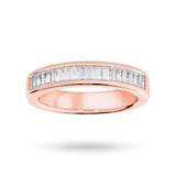 Goldsmiths 18 Carat Rose Gold 0.75 Carat Baguette Cut Half Eternity Ring - Ring Size J