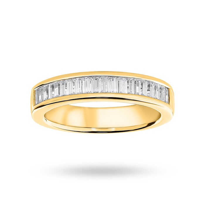 Goldsmiths 9 Carat Yellow Gold 0.75 Carat Baguette Cut Half Eternity Ring - Ring Size V.5