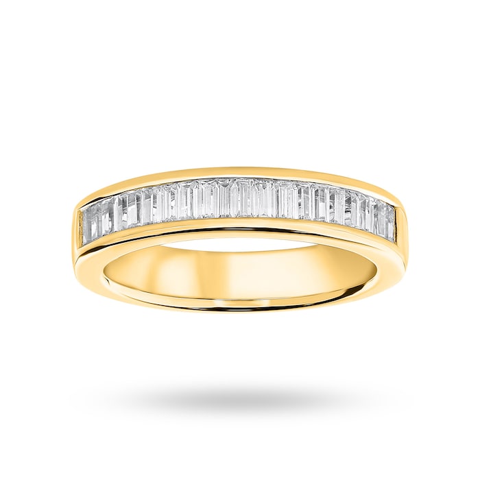 Goldsmiths 9 Carat Yellow Gold 0.75 Carat Baguette Cut Half Eternity Ring - Ring Size V.5