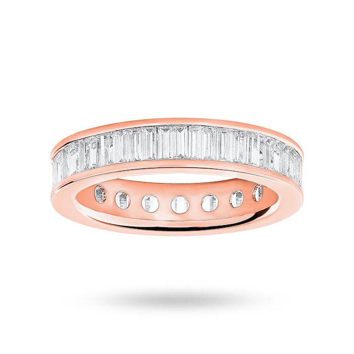 Goldsmiths 9 Carat Rose Gold 2.00 Carat Baguette Cut Full Eternity Ring - Ring Size V.5