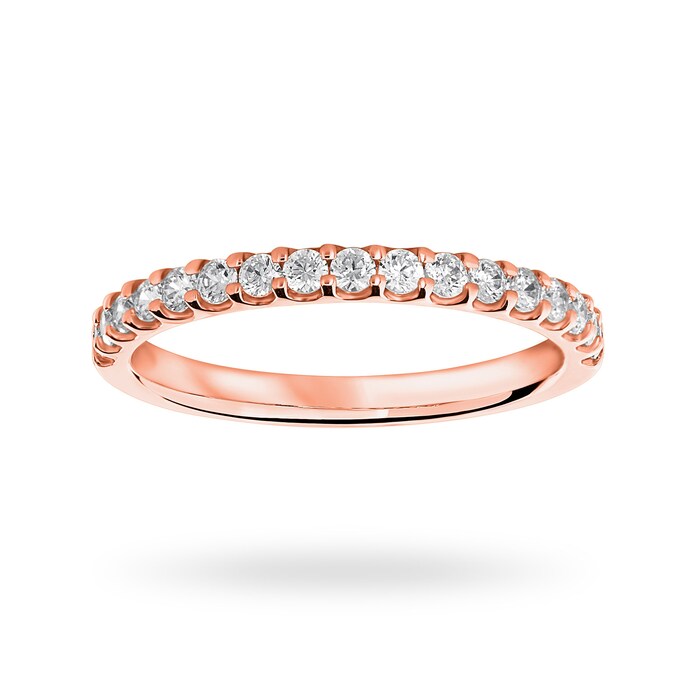 Goldsmiths 9 Carat Rose Gold 0.33 Carat Brilliant Cut Half Eternity - Ring Size K.5
