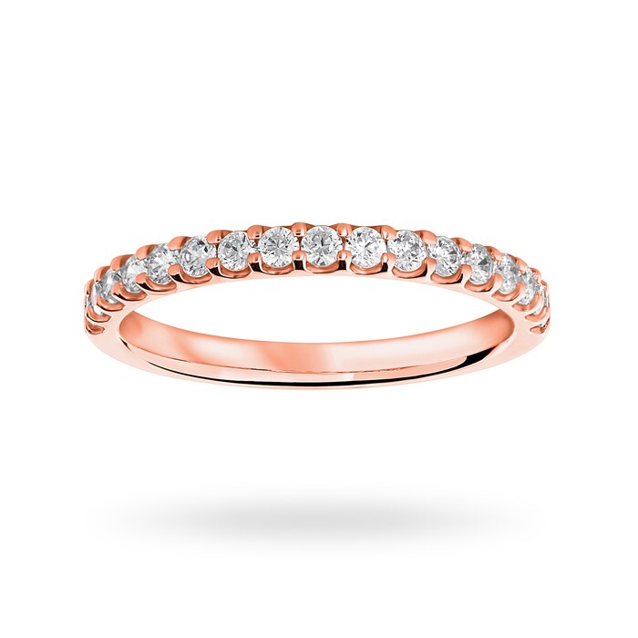 Goldsmiths 9 Carat Rose Gold 0.33 Carat Brilliant Cut Half Eternity - Ring Size G.5