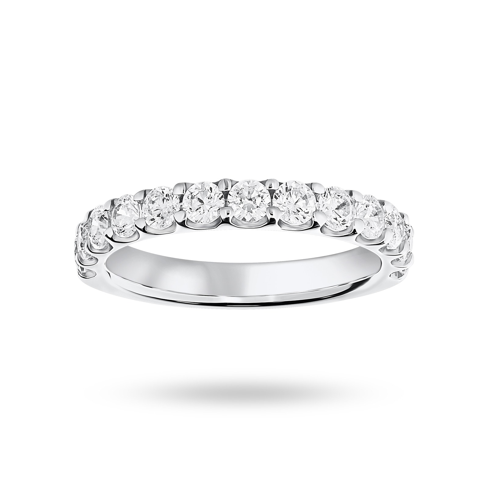 Platinum 1.00 Carat Brilliant Cut Half Eternity - Ring Size O