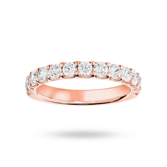 Goldsmiths 9 Carat Rose Gold 1.00 Carat Brilliant Cut Half Eternity - Ring Size K