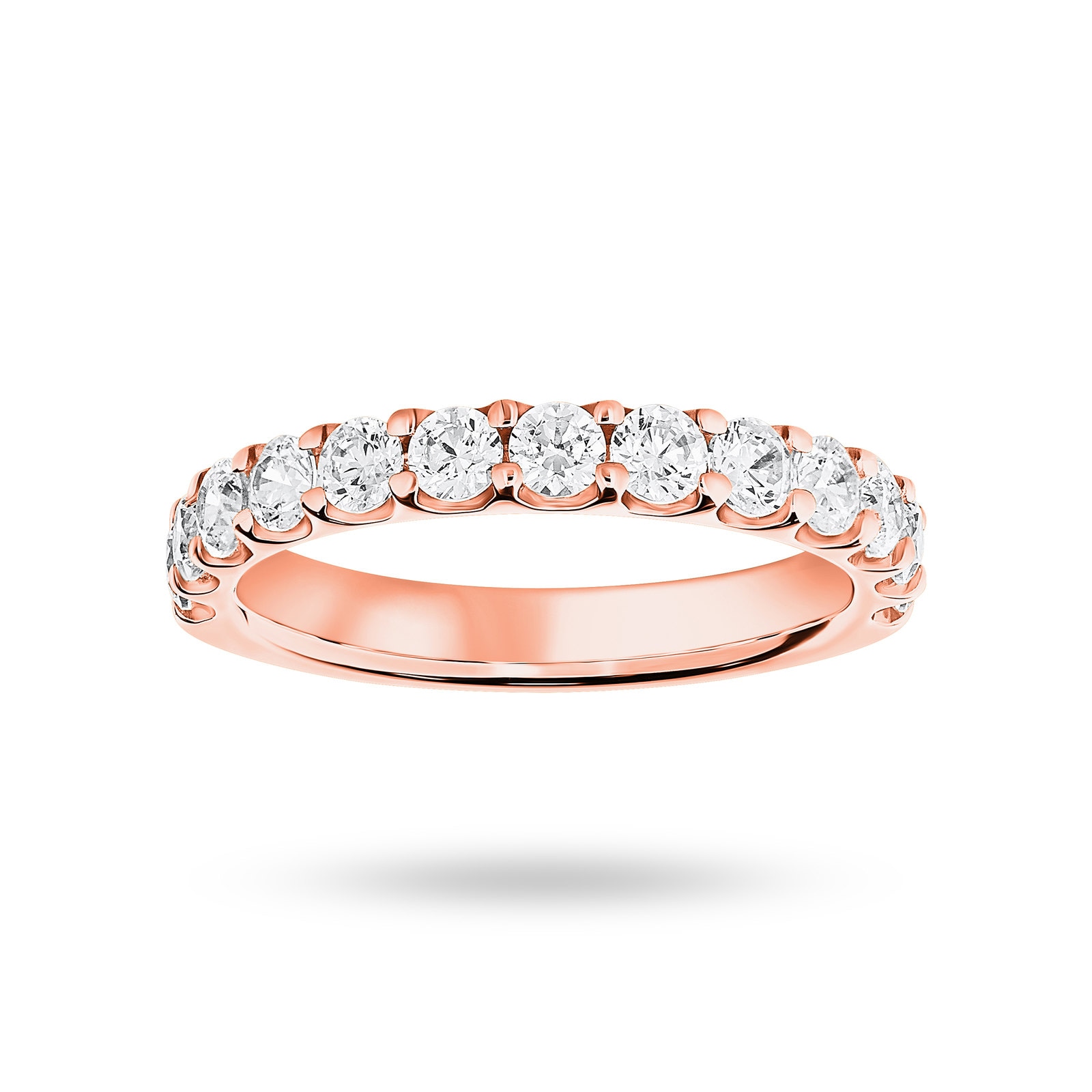 Goldsmiths 9 Carat Rose Gold 1.00 Carat Brilliant Cut Half Eternity - Ring Size O