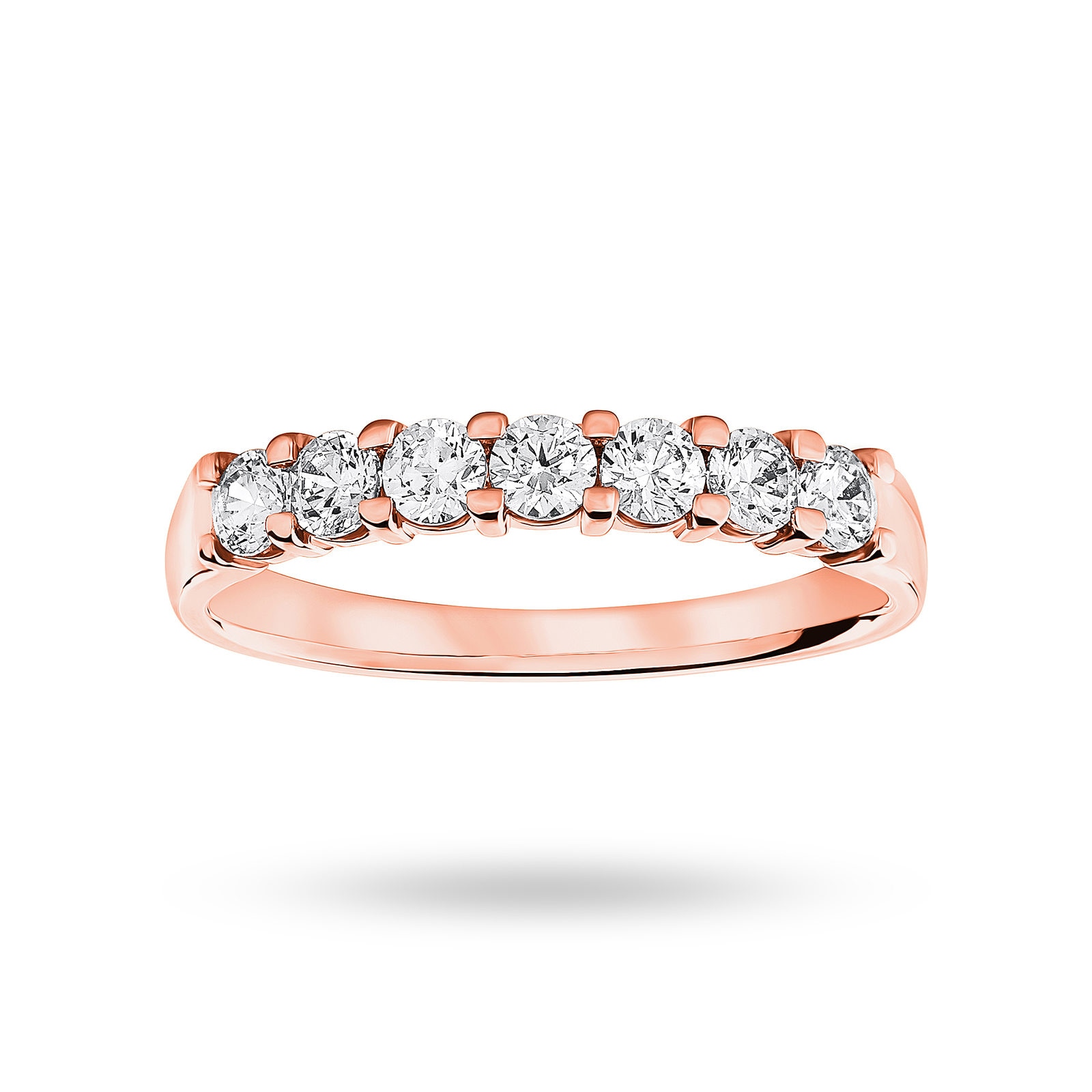 18 Carat Rose Gold 0.50 Carat Brilliant Cut Under Bezel Half Eternity Ring - Ring Size L