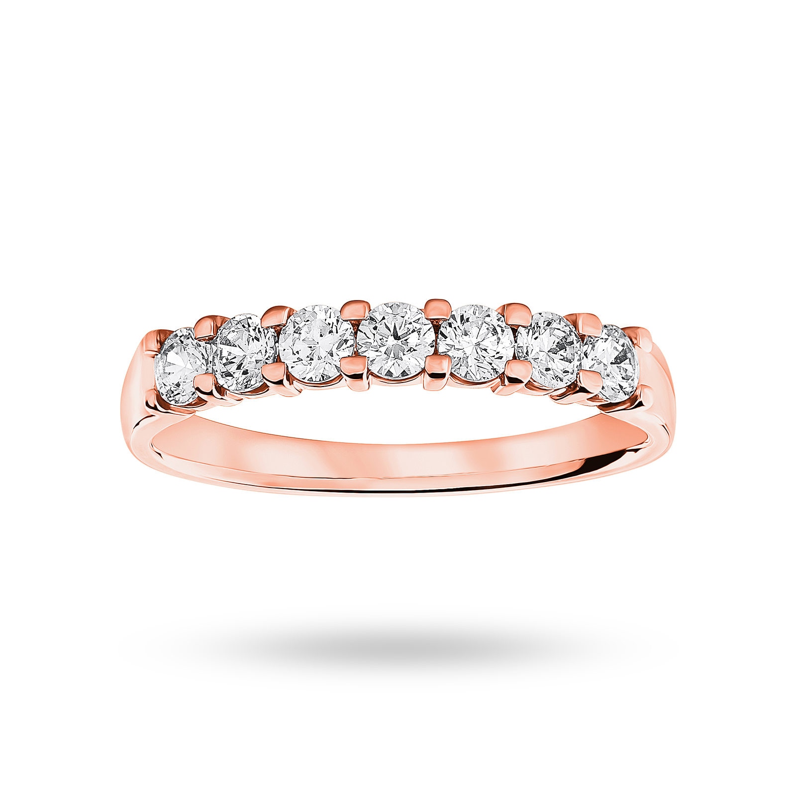 18 Carat Rose Gold 0.50 Carat Brilliant Cut Under Bezel Half Eternity Ring - Ring Size P